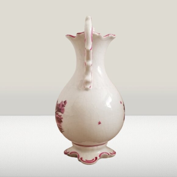 ERPHILA GERMANY Antique White Vase Hand Painted Pink Countryside Landscape - Picture 2 of 13